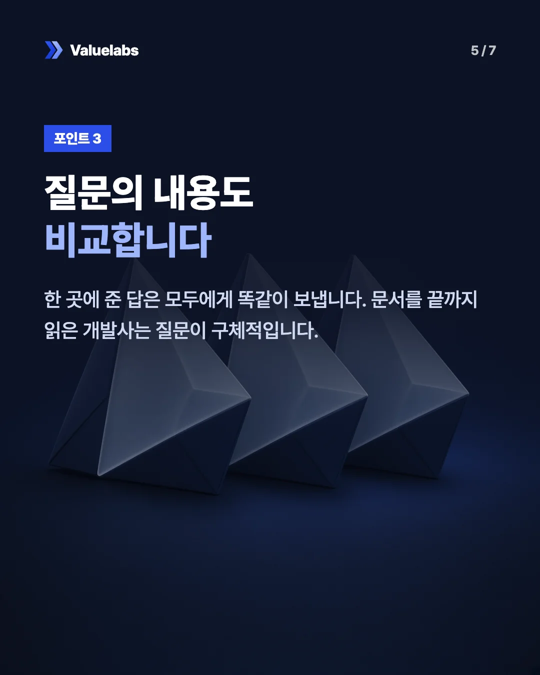 질문의 내용도비교합니다. 한 곳에 준 답은 모두에게 똑같이 보냅니다. 문서를 끝까지 읽은 개발사는 질문이 구체적입니다.